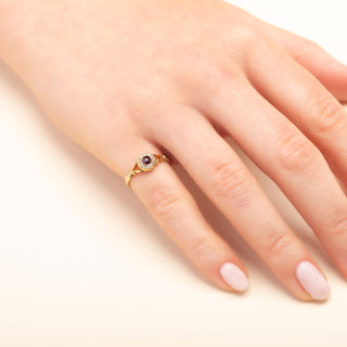 Antique 18ct Yellow Gold Garnet & Old Cut Diamond Cluster Ring