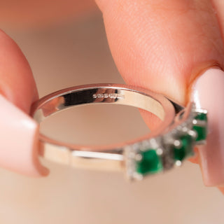 Art Deco Style 18ct White Gold 0.5ct Square Cut Emerald Trilogy & Diamond Cluster Ring