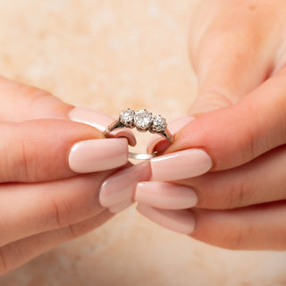 Antique Platinum Three Stone 0.7ct Diamond Trilogy Ring