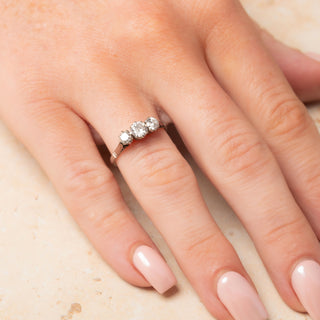 Antique Platinum Three Stone 0.7ct Diamond Trilogy Ring