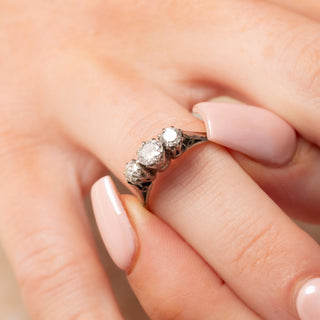 Antique Platinum Three Stone 0.7ct Diamond Trilogy Ring