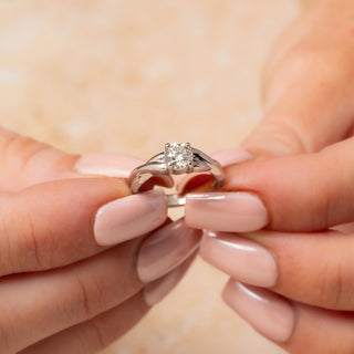Hand made 18ct White Gold Double Cross Over Shoulder 0.6ct Diamond Solitaire Ring
