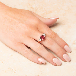 18ct Yellow Gold 2.25ct Pink Tourmaline & 0.4ctDiamond Trilogy Ring