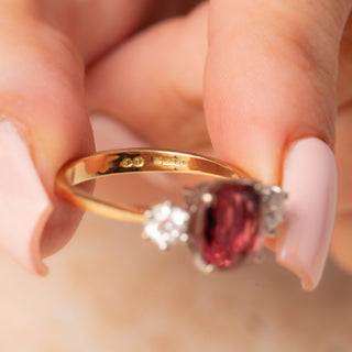 18ct Yellow Gold 2.25ct Pink Tourmaline & 0.4ctDiamond Trilogy Ring