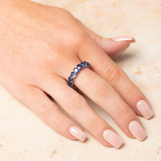 Platinum 5.95ct Oval Cut Sapphire Full Eternity Band Ring