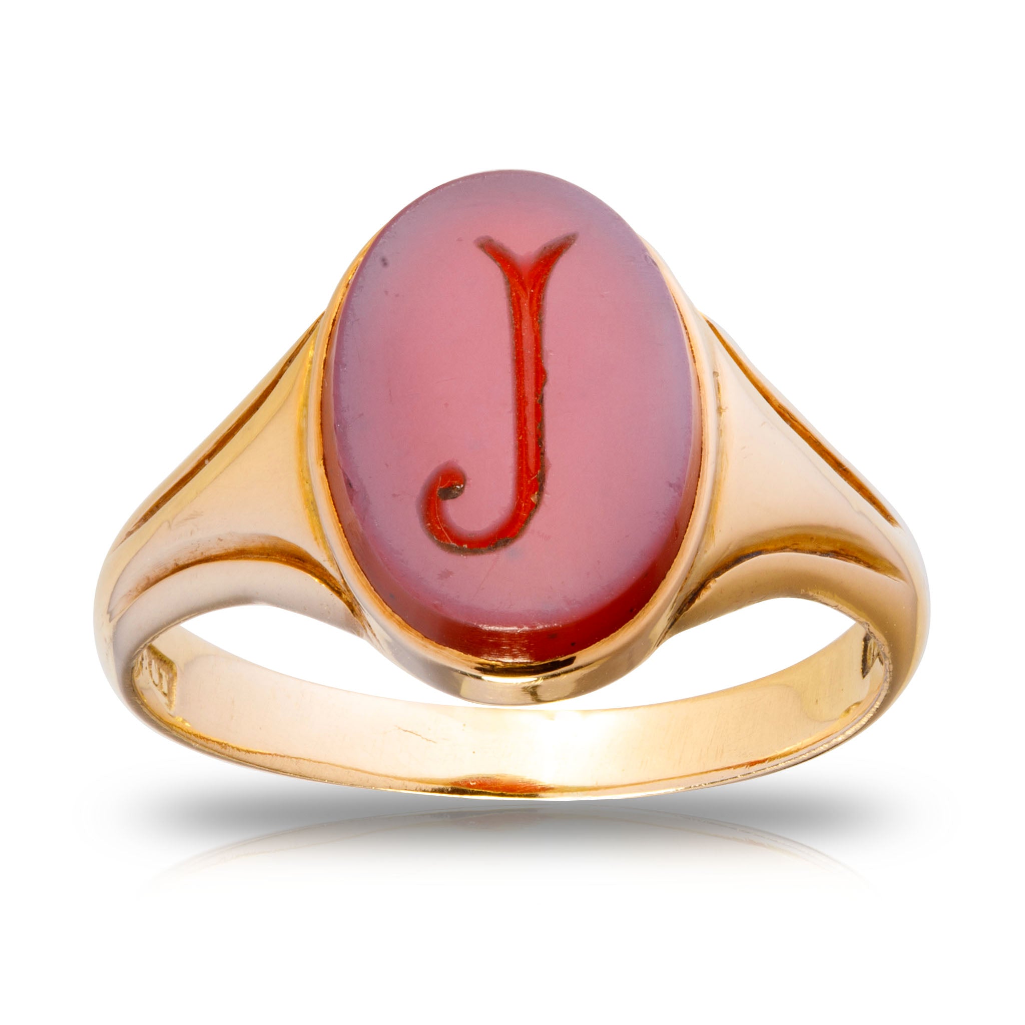 Antique 18ct Yellow Gold Carnelian Letter J Signet Ring – Dobson