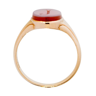 Antique 18ct Yellow Gold Carnelian Letter J Signet Ring