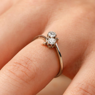 Edwardian Platinum Diamond Toi Et Moi Old European Cut Ring