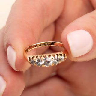 SCRAPPED Antique 18ct Yellow Gold Five Stone Diamond Half Eternity Band Ring