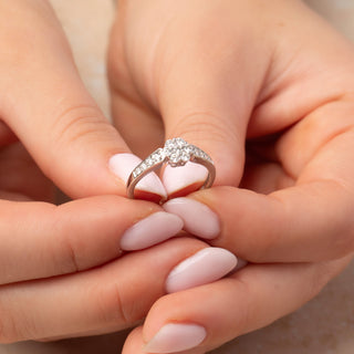 Platinum 0.5ct Daisy Accented Diamond Cluster Ring