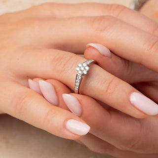 Platinum 0.5ct Daisy Accented Diamond Cluster Ring