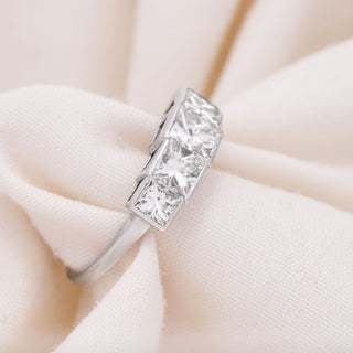 Vintage 18ct White Gold 2.5ct Princess Cut Diamond Five Stone Half Eternity Ring