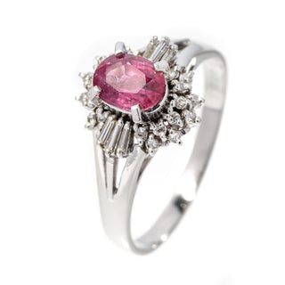 Platinum Diamond & 1.17ct Ruby Cluster Cocktail Ring