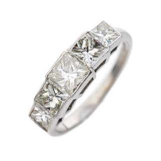 Vintage 18ct White Gold 2.5ct Princess Cut Diamond Five Stone Half Eternity Ring