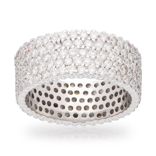 18ct White Gold 2ct Diamond Five Row Pavé Set Band Ring