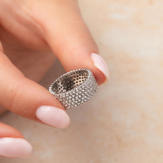 18ct White Gold 2ct Diamond Five Row Pavé Set Band Ring