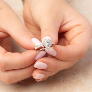 Platinum 0.75ct Pear Shaped Diamond Cluster Ring