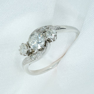 Antique Platinum Old Cut Diamond Trilogy Twist Ring – 0.85ct – Circa 1920s – Size Q