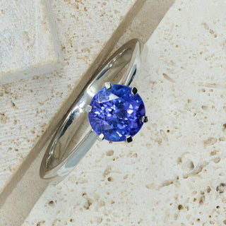 Modern Platinum Tanzanite Solitaire Ring – 2.04ct – AAAA Grade – Size S ½