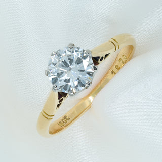 18ct Yellow & White Gold Diamond Solitaire Ring – Approx. 1.10ct – Size P