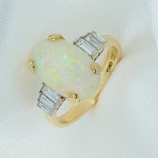 18ct Yellow Gold Opal & Diamond Cocktail Ring – Approx. 2.5ct Opal – Size N
