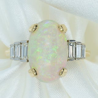18ct Yellow Gold Opal & Diamond Cocktail Ring – Approx. 2.5ct Opal – Size N