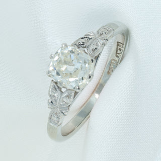 Antique 18ct White Gold & Platinum Old Cut Diamond Solitaire Ring – Approx. 1.00ct – Size M ½