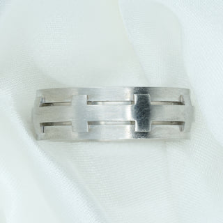 Platinum 950 Gents Patterned Heavy Wedding Band – 7.7mm – Size U