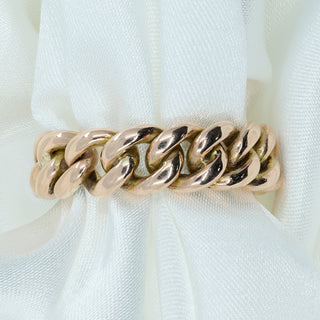 Antique 9ct Rose Gold Albert Curb Link Band Ring – Converted Watch Chain – Size Q