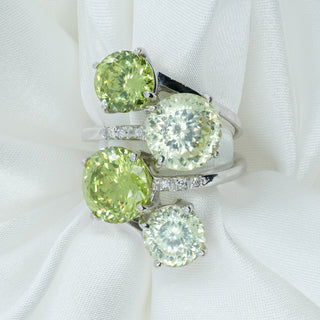 18ct White Gold Green Gemstone & Diamond Suite – Ring & Earrings Set – Bespoke