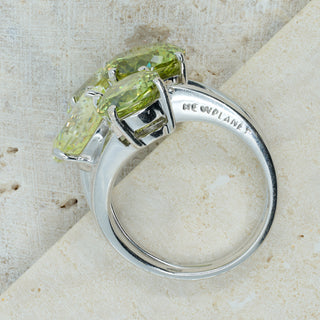 18ct White Gold Green Gemstone & Diamond Suite – Ring & Earrings Set – Bespoke
