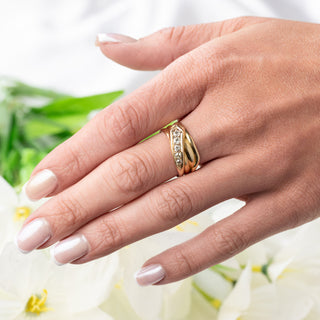 Antique 18ct Yellow Gold Old-Cut Diamond Snake Coil Ring – Chester Hallmark – Size Q