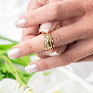 Antique 18ct Yellow Gold Old-Cut Diamond Snake Coil Ring – Chester Hallmark – Size Q