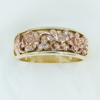 Clogau 9ct Yellow & Rose Gold Diamond Band Ring – Unworn, Boxed – Size N
