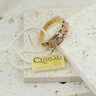 Clogau 9ct Yellow & Rose Gold Diamond Band Ring – Unworn, Boxed – Size N
