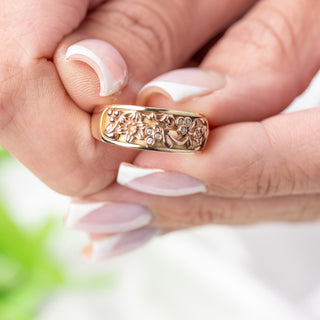 Clogau 9ct Yellow & Rose Gold Diamond Band Ring – Unworn, Boxed – Size N