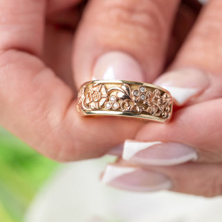 Clogau 9ct Yellow & Rose Gold Diamond Band Ring – Unworn, Boxed – Size N