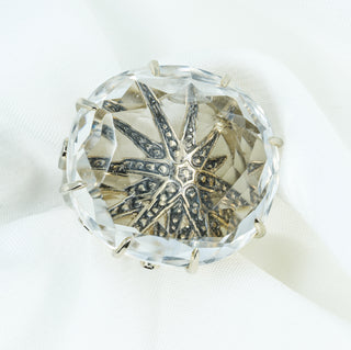 H. Stern 18ct White Gold Moonlight Rock Crystal & Cognac Diamond Statement Ring – Size N – 23.3g