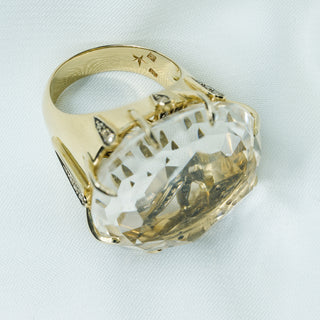 H. Stern 18ct White Gold Moonlight Rock Crystal & Cognac Diamond Statement Ring – Size N – 23.3g