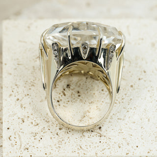 H. Stern 18ct White Gold Moonlight Rock Crystal & Cognac Diamond Statement Ring – Size N – 23.3g