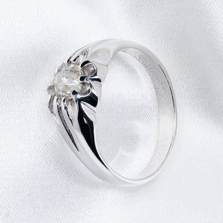 Antique 1ct Old Cut Diamond Solitaire Ring in 9ct White Gold - Unisex Size U½