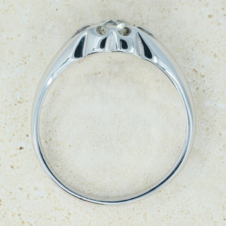 Antique 1ct Old Cut Diamond Solitaire Ring in 9ct White Gold - Unisex Size U½
