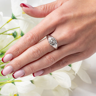Antique 1ct Old Cut Diamond Solitaire Ring in 9ct White Gold - Unisex Size U½