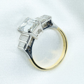 GIA Certified 2.03ct Emerald Cut Diamond Ring in 18ct Yellow & White Gold - I½