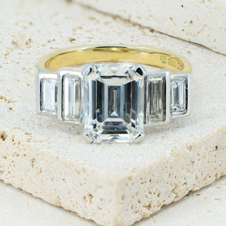 GIA Certified 2.03ct Emerald Cut Diamond Ring in 18ct Yellow & White Gold - I½