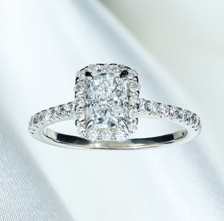 GIA Certified 1.00ct E Colour Radiant Cut Diamond Ring in 14ct White Gold - Size N½