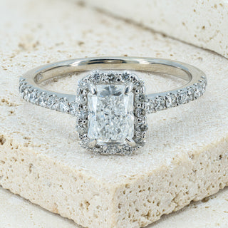 GIA Certified 1.00ct E Colour Radiant Cut Diamond Ring in 14ct White Gold - Size N½