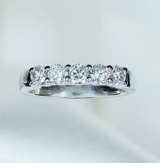 Platinum 950 0.75ct Diamond Half Eternity Band Ring - Size I½