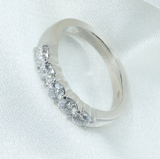 Platinum 950 0.75ct Diamond Half Eternity Band Ring - Size I½