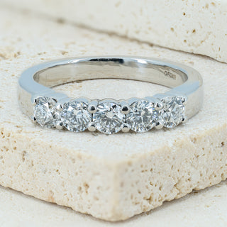Platinum 950 0.75ct Diamond Half Eternity Band Ring - Size I½